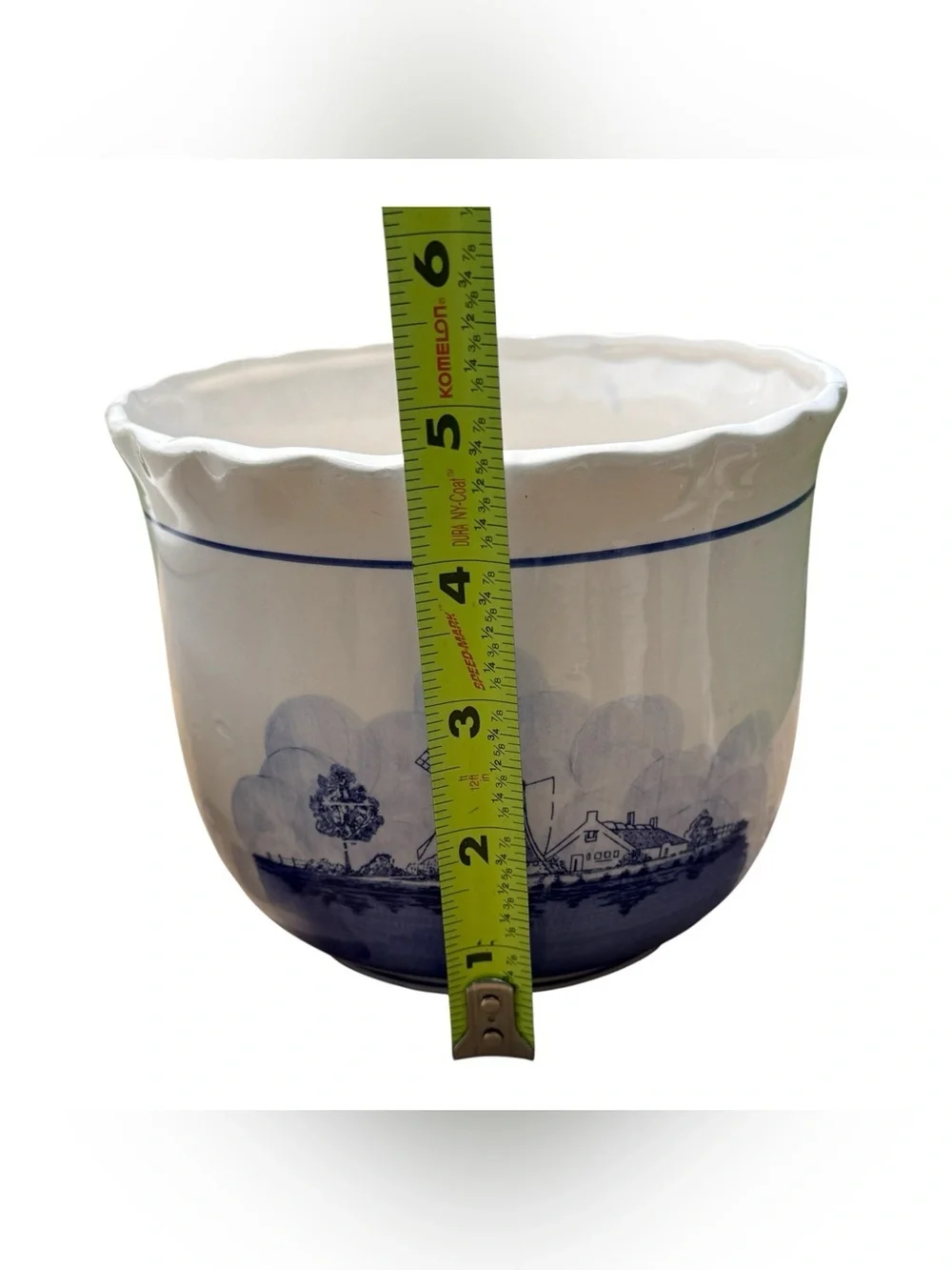 Vintage Delft Blue Dutch Windmill Ceramic Planter Cachepot Set Cottagecore Bowls